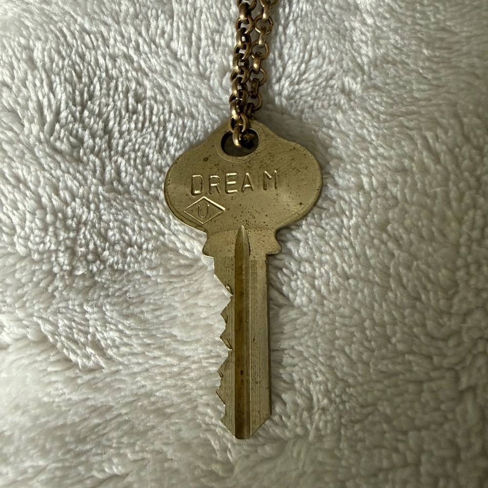 The Giving Key - Dream Key Pendant Necklace in Brass Tone